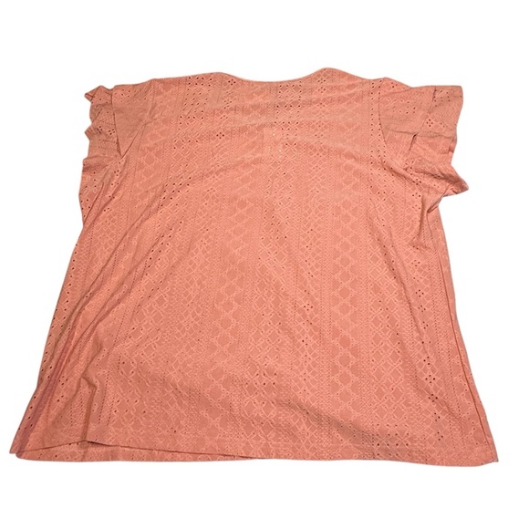 NEW In'Voland Women's Ruffle Sleeve Short Sleeve Blouse Size 22W Peach Coral - Picture 4 of 7